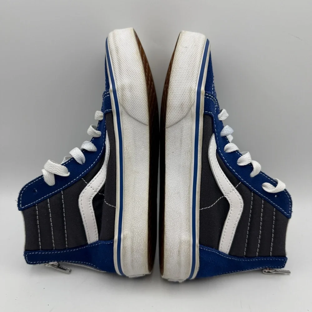 Vans Sk8-Hi Reissue Sneakers Kids 1.5 Blue Grey High Top Back Zip Shoes